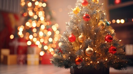 Fototapeta na wymiar Christmas tree in the room background