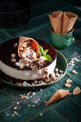 Delicious cookie cake with a unique ice cream cone decoration.