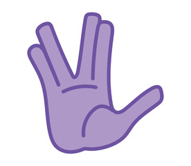 vulcan gesture in purple hand