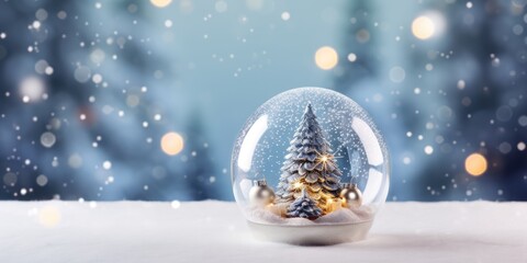 Fototapeta na wymiar Christmas snow globe. Winter magic glass ball