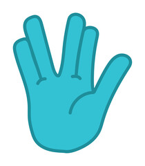 vulcan salute in blue hand