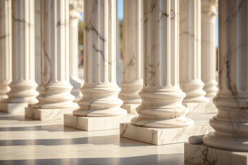 Architectural detail featuring marble pillars, representing the grandeur and craftsmanship of historical buildings. Generative Ai.