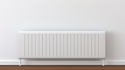 radiator battery heating on the background of the wall