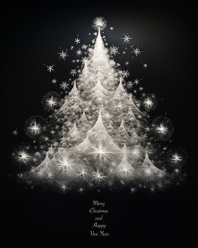 Celebration of tradition and holiday: Christmas day greeting card on black background. With copyspace.