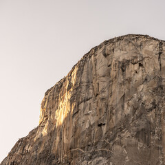 Close Up of The Flat Wall On Half Dome Catching Evening Sun Light