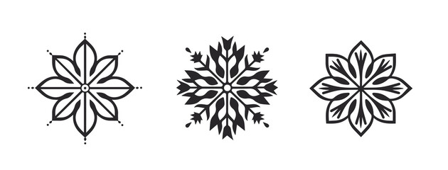 Obraz premium Snowflakes silhouettes on a transparent background