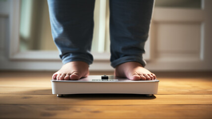 problem of being overweight, a person's legs in close-up
