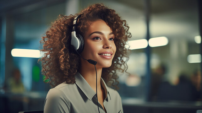 Frau mit Headset im Office Kundenservice Callcenter