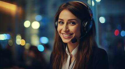 Frau mit Headset im Office Kundenservice Callcenter