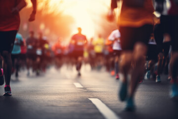 people running a  marathon race on the street