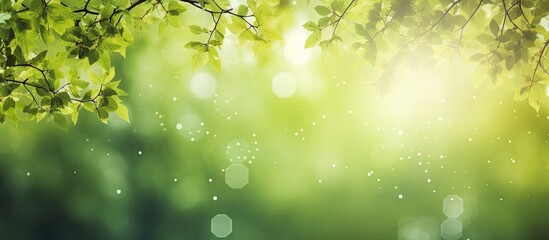 Vintage style processing of nature s green colored abstract bokeh sunlight and tree background