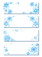 Fototapeta na wymiar 雪のイラストフレーム、カードのテンプレートのセット