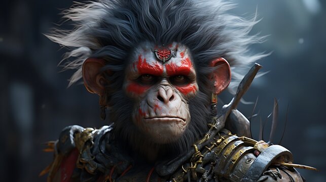 warrior monkey with human face