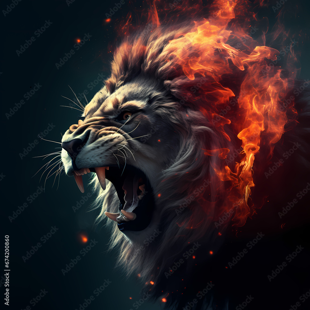 Canvas Prints flaming lion