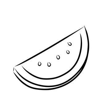 recommend clip art: illustration of a watermelon, slice of watermelon, line art of watermelon