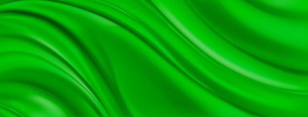 Abstract background with wavy folded surface in green colors