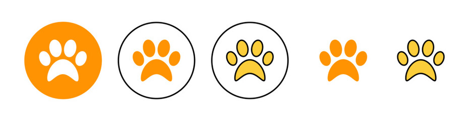 Paw icon set for web and mobile app. paw print sign and symbol. dog or cat paw