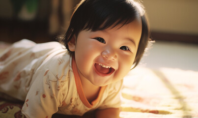 smile cute baby infant crawling