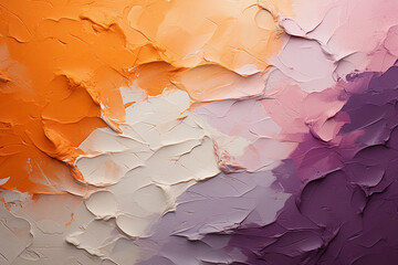 Painting closeup texture background with orange, white and purple color