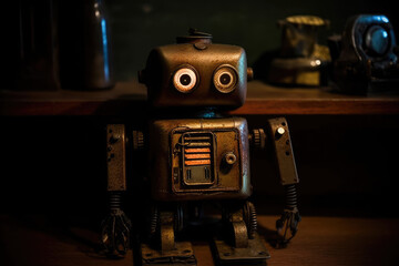 Vintage Robot Toy Sitting on Shelf