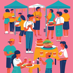 people are shopping at the food market