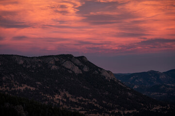 Rocky Mountain Sunset, Pink Skies at night, sailors take delight