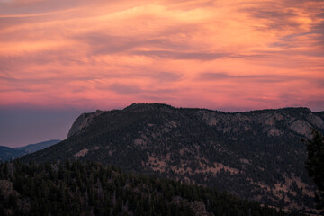 Rocky Mountain Sunset, Pink Skies at night, sailors take delight