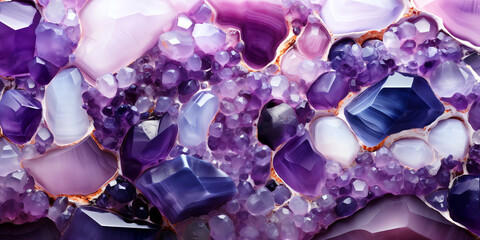 background banner of purple amethyst crystal