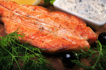 Fried steak red fish, Shallow depth of field