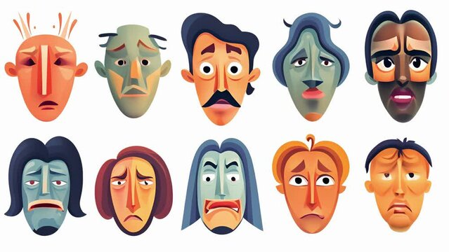 A characters face becomes a canvas on which different emotions are painted, showcasing their emotional journey. 