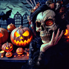Halloween, AI image, 6144x6144, 37 MP.