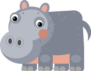 cartoon scene with happy hippo hippopotamus looking isolated illustration for children