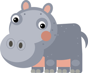 cartoon scene with happy hippo hippopotamus looking isolated illustration for children