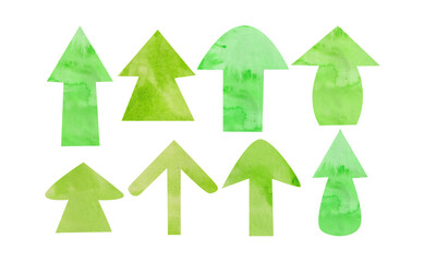 Obraz premium arrows vector. watercolor arrows vector, green arrows, arrow symbol