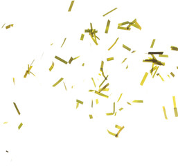 Golden Confetti Foil fall splashing in air. Gold Confetti Foil explosion flying, abstract cloud...