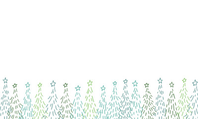 線画。線画タッチのクリスマスベクターイラスト。北欧風のクリスマスツリーイラスト。Line drawing. Christmas vector illustration with line drawing touch. Scandinavian style Christmas tree illustration.