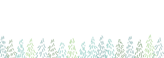 線画。線画タッチのクリスマスベクターイラスト。北欧風のクリスマスツリーイラスト。Line drawing. Christmas vector illustration with line drawing touch. Scandinavian style Christmas tree illustration.