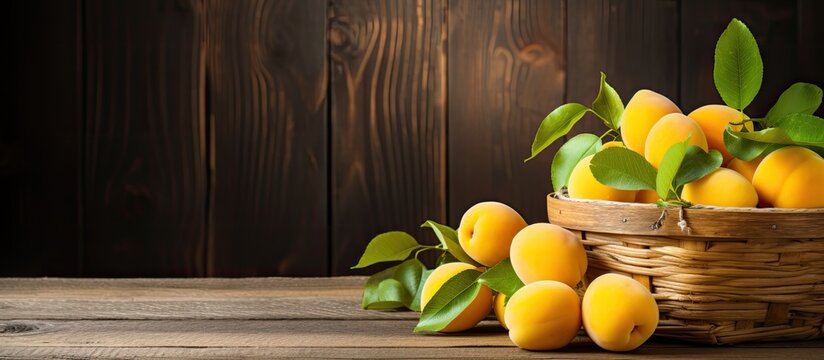 Wooden basket filled with yellow plums