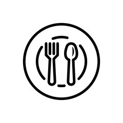 Fork, knife, plate and spoon. Menu symbol. Restaurant icon. Food, plate, fork, knife, spoon, cutlery icon set.