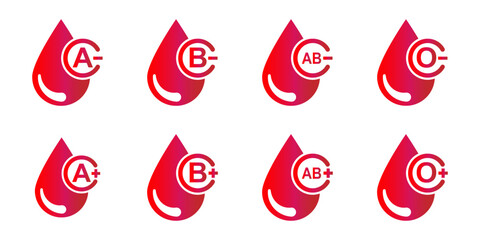 blood icon. human blood types, signs and symbols. stock vector - obrazy, fototapety, plakaty