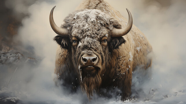 American bison in snow 02