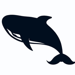 Vector Silhouette of Whale, Majestic Whale Illustration for Marine and Sea Concepts