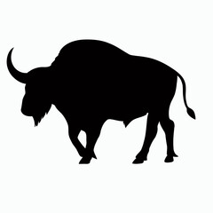 Vector Silhouette of Buffalo, Strong Buffalo Illustration for Wildlife and Nature Themes