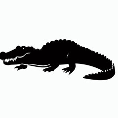 Vector Silhouette of Crocodile,alligator, Stealthy Crocodile Illustration for Nature and Wildlife Designs