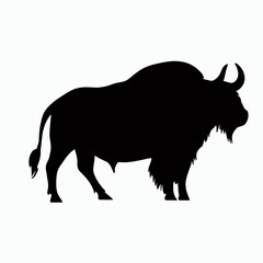 Vector Silhouette of Buffalo, Strong Buffalo Illustration for Wildlife and Nature Themes