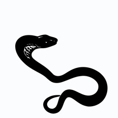 Vector Silhouette of Snake, Slithering Snake Illustration for Reptile and Wildlife Concepts