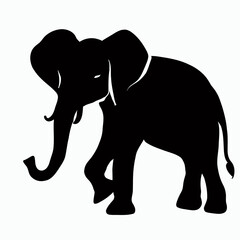 Vector Silhouette of Elephant, Graceful Elephant Graphic for Wildlife and Safari Themes