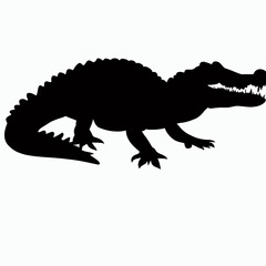 Vector Silhouette of Crocodile,alligator, Stealthy Crocodile Illustration for Nature and Wildlife Designs