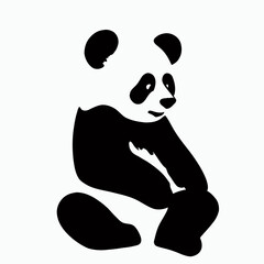 Vector Silhouette of Panda, Cute Panda Illustration for Endangered Species Concepts