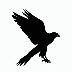 Vector Silhouette of Falcon, Swift Falcon Illustration for Bird of Prey and Wildlife Themes